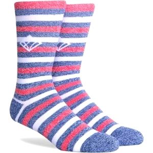 Dwyane Wade Men's Striped USA Crew Socks, Red White Blue Stripe Size L